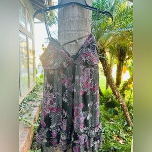 Forever 21 Black Dress with Pink and Purple Floral Design